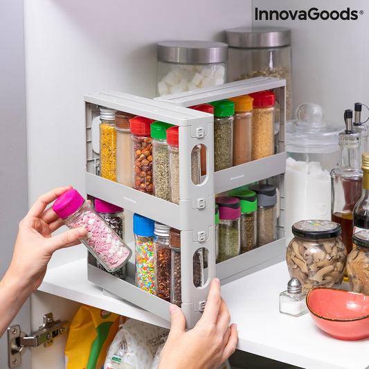 Sliding & Pivoting Spice Rack Organizer – Space-Saving Kitchen Storage