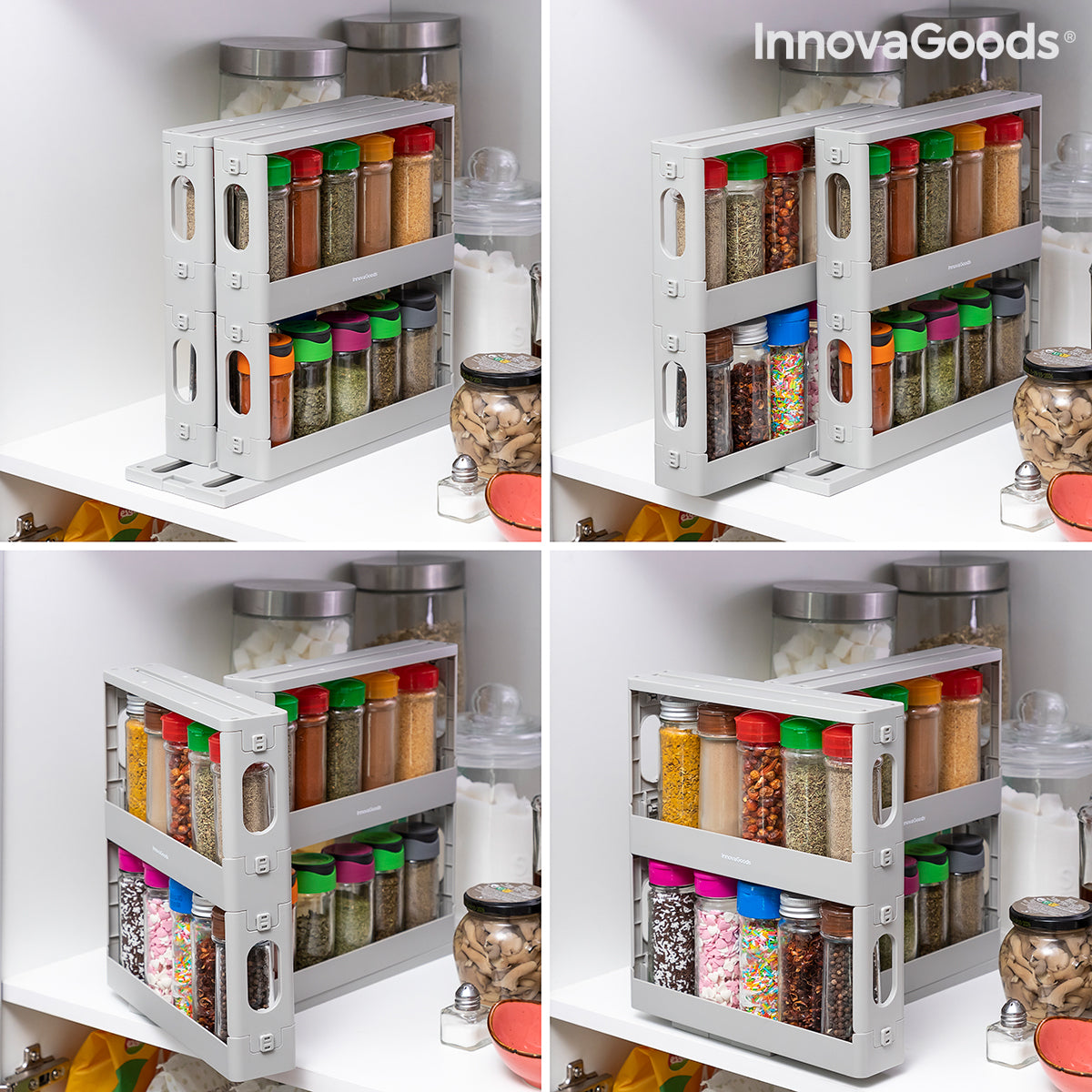 Sliding & Pivoting Spice Rack Organizer – Space-Saving Kitchen Storage