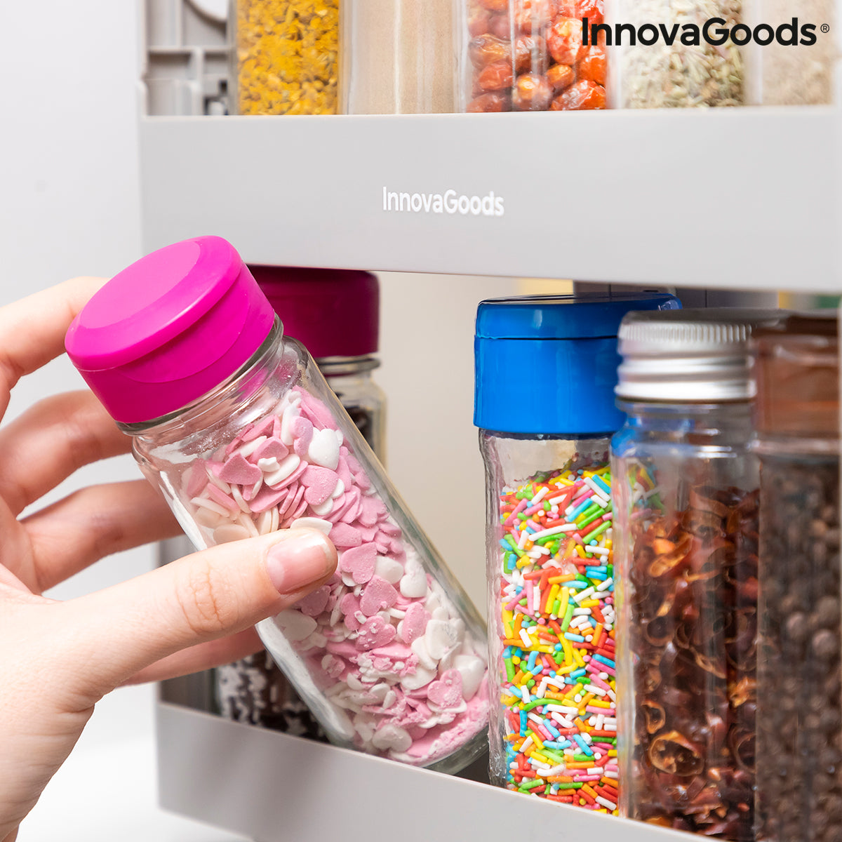 Sliding & Pivoting Spice Rack Organizer – Space-Saving Kitchen Storage