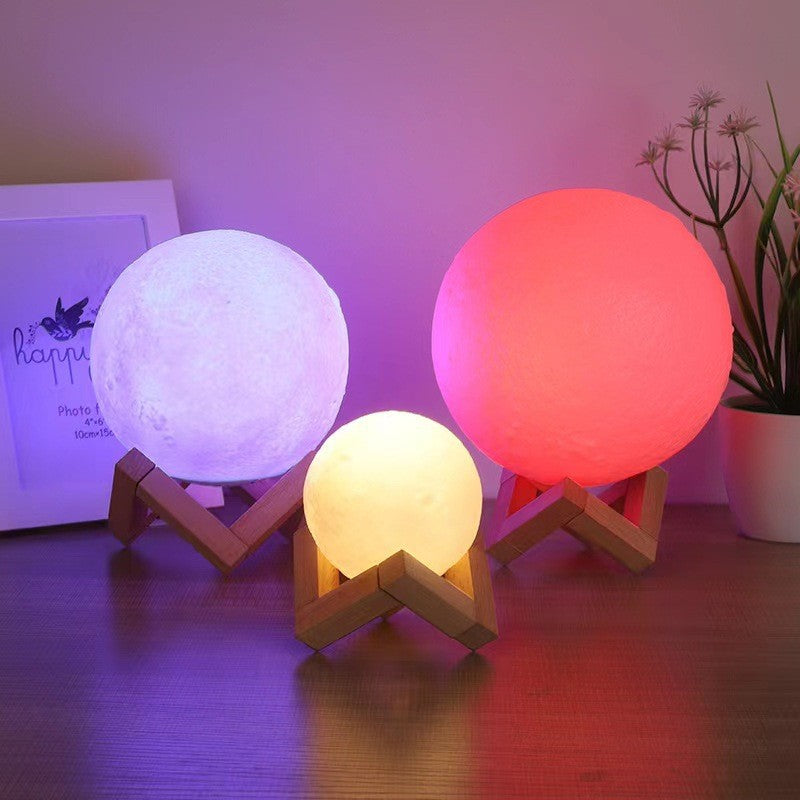 New Creative Ins Table Lamp Moon Bedroom Bedside Table Cyber Celebrity Nightlight Girl's Small Lamp Starry Sky Projection Dream