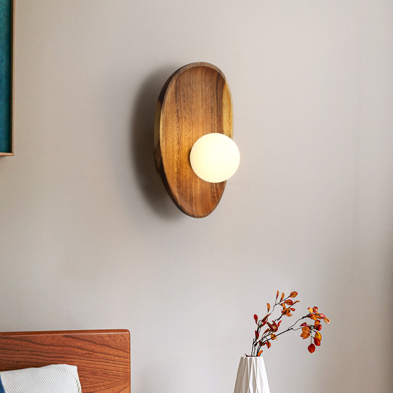 Minimalist Solid Wood Japanese Style Bedroom Wall Lamp Simple Silent Style Living Room Aisle Entrance Vintage Simple Study Bedside Lamp
