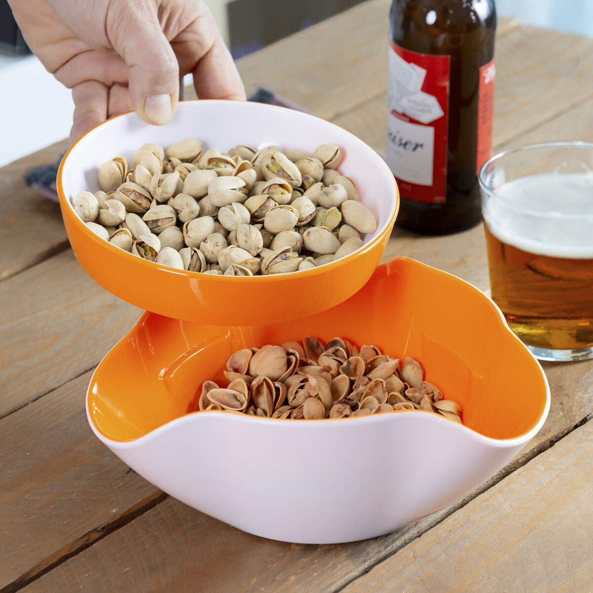 2-in-1 Snack Bowl with Dual Compartments – Perfect for Snacks & Dips