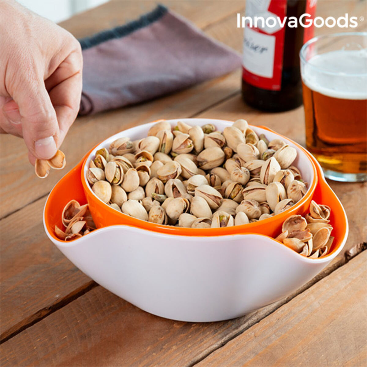 2-in-1 Snack Bowl with Dual Compartments – Perfect for Snacks & Dips