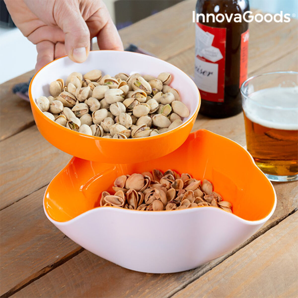 2-in-1 Snack Bowl with Dual Compartments – Perfect for Snacks & Dips
