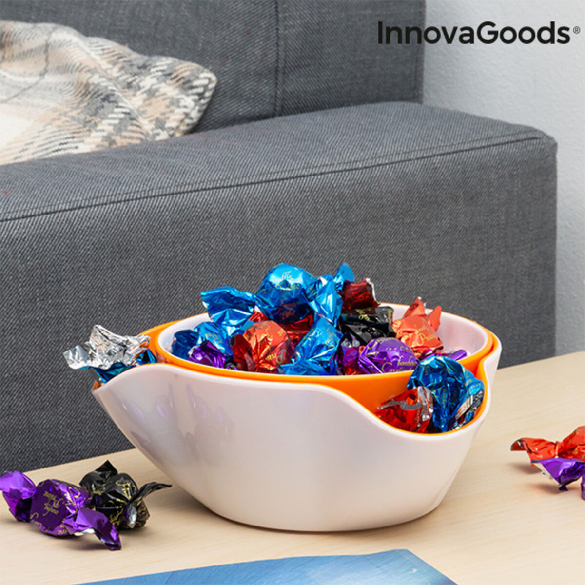 2-in-1 Snack Bowl with Dual Compartments – Perfect for Snacks & Dips