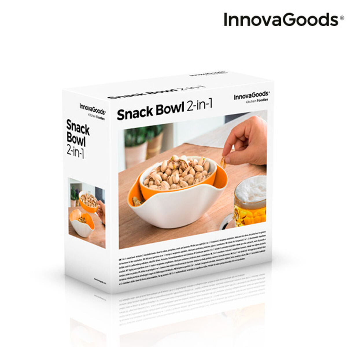 2-in-1 Snack Bowl with Dual Compartments – Perfect for Snacks & Dips