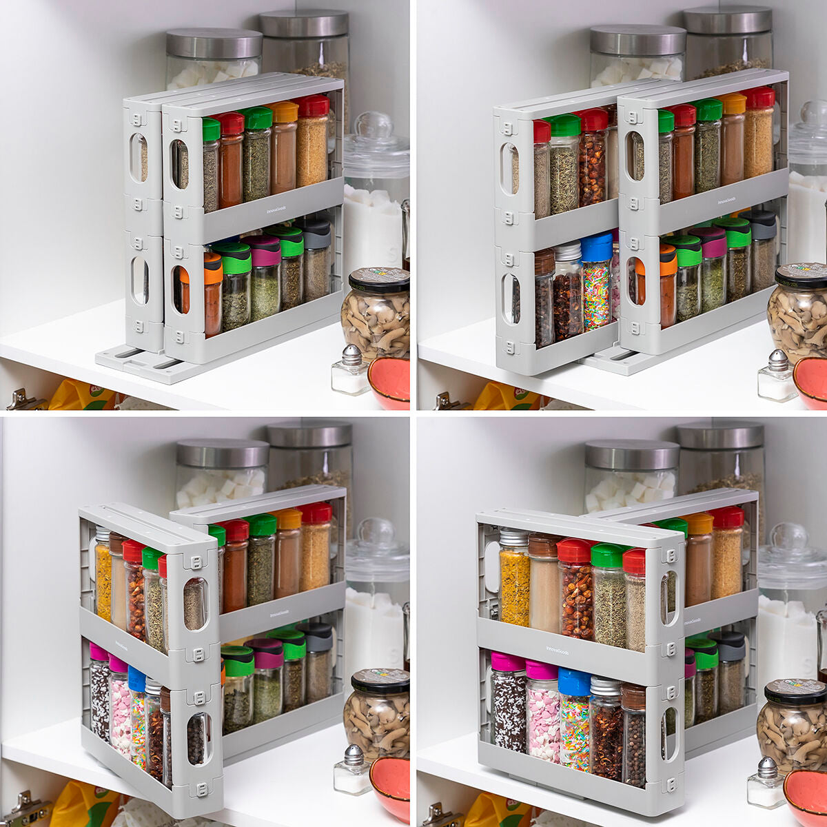 Sliding & Pivoting Spice Rack Organizer – Space-Saving Kitchen Storage