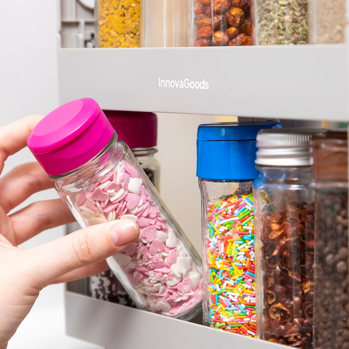 Sliding & Pivoting Spice Rack Organizer – Space-Saving Kitchen Storage