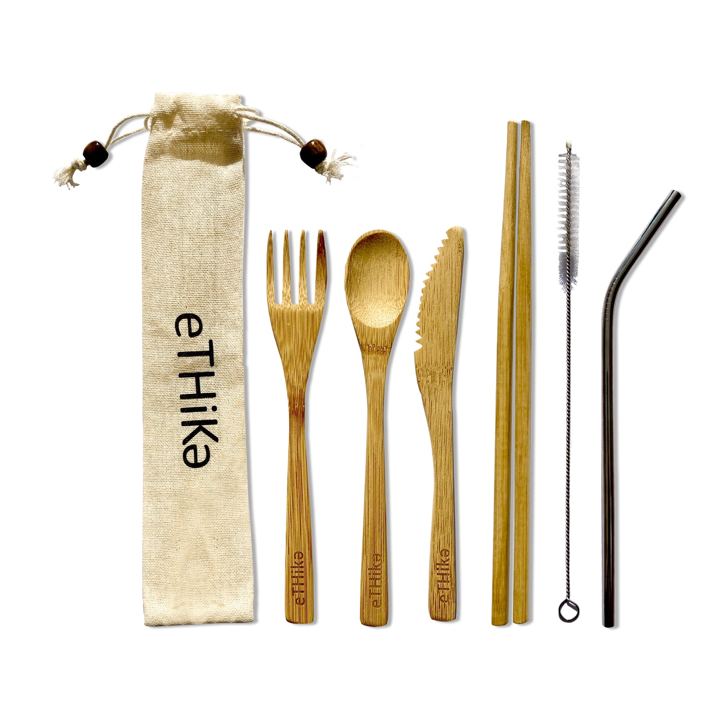 Reusable Bamboo Cutlery Set of 7 – Eco-Friendly Travel Utensils