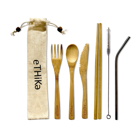 Reusable Bamboo Cutlery Set of 7 – Eco-Friendly Travel Utensils