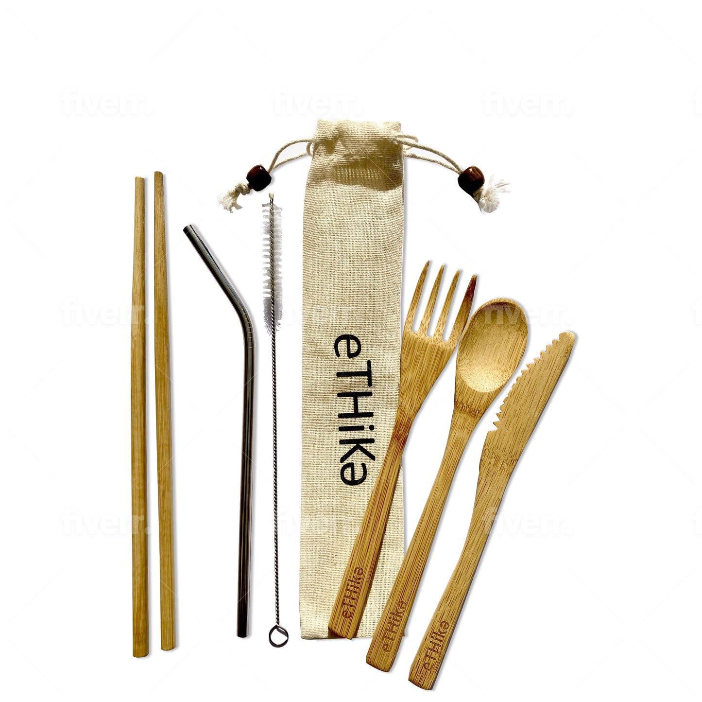 Reusable Bamboo Cutlery Set of 7 – Eco-Friendly Travel Utensils