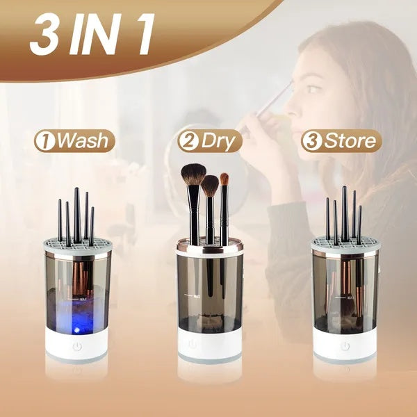 3 In 1 Makeup Brush Blender Cleaner Automatic Makeup Brush Cleaner Machine USB Powered Brush Drying
