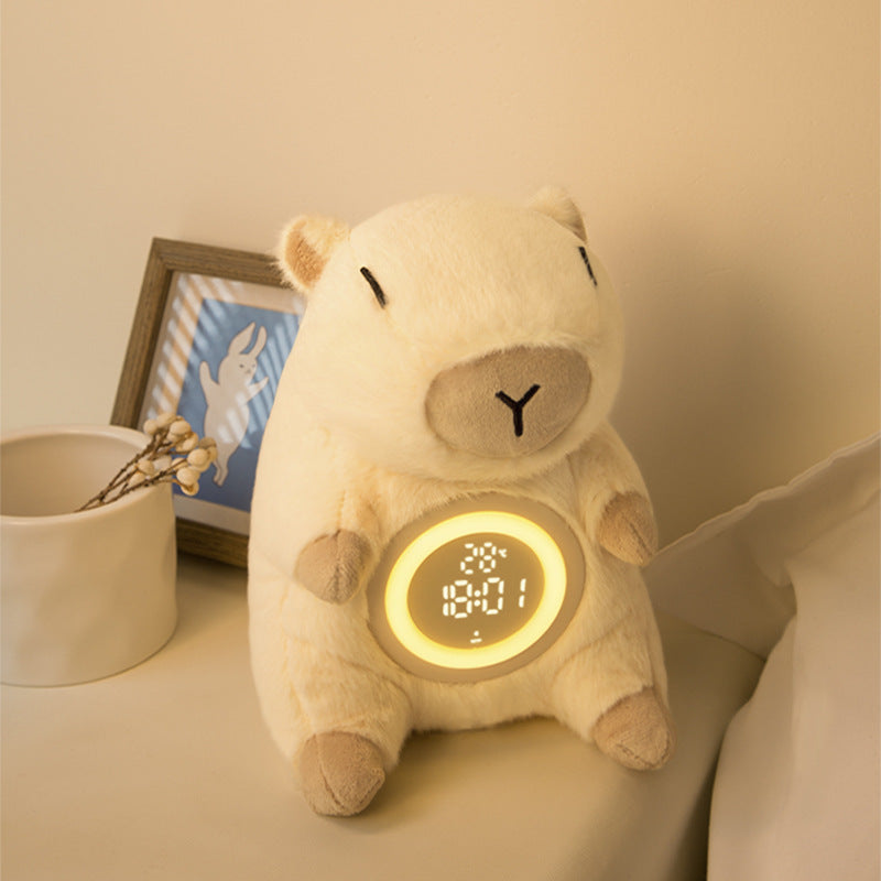 Plush Kapibara Multifunctional Alarm Clock Night Light Children&#039;s Bedroom Atmosphere Gift Timed Alarm Clock Bedside Night Light